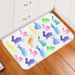 Colorful Bunnies White Door Mat