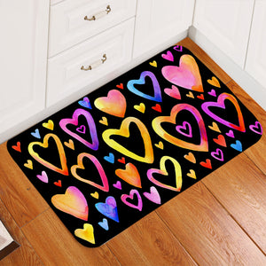 Heart Patterns Black Door Mat