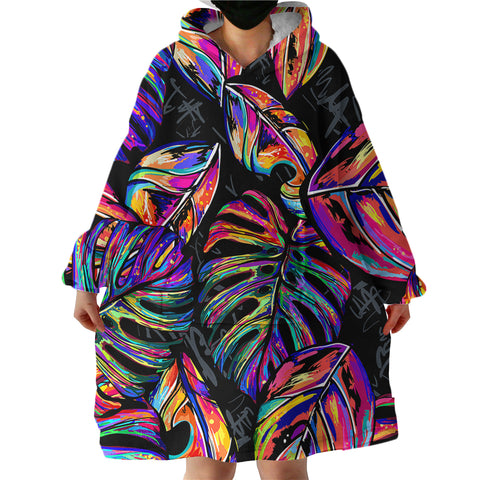 Image of Tropical Leaves SWLF0504 Hoodie Wearable Blanket