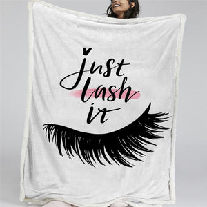 Eyelashes Themed Sherpa Fleece Blanket