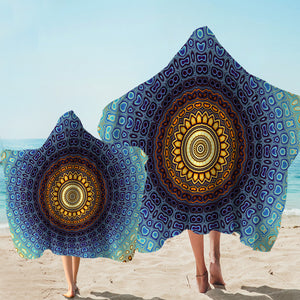 Mandala Motif Blue Hooded Towel