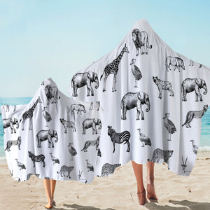 Animal Patterns White Hooded Towel