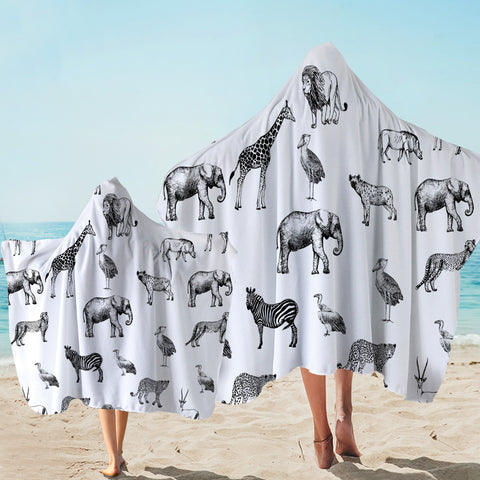 Image of Animal Patterns White Hooded Towel