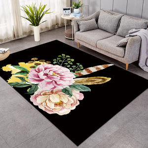 Painted Flower Black SW0286 Rug