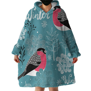 Winter Birds SWLF2854 Hoodie Wearable Blanket