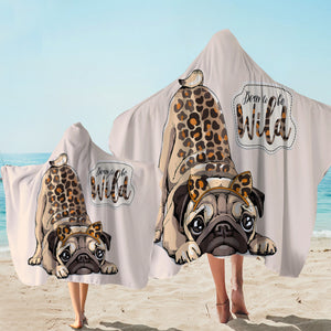 Born To Be Wild Pug Hooded Towel
