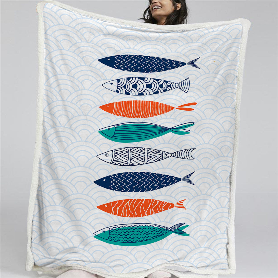 Fish Type Sherpa Fleece Blanket