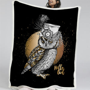 Wild Owl Sherpa Fleece Blanket