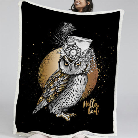 Image of Wild Owl Sherpa Fleece Blanket