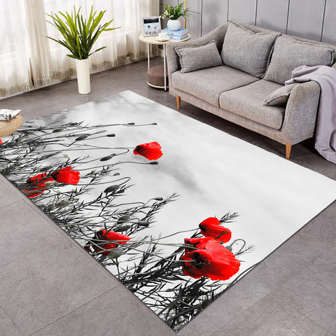 Image of Red Buds B&W SW1640 Rug