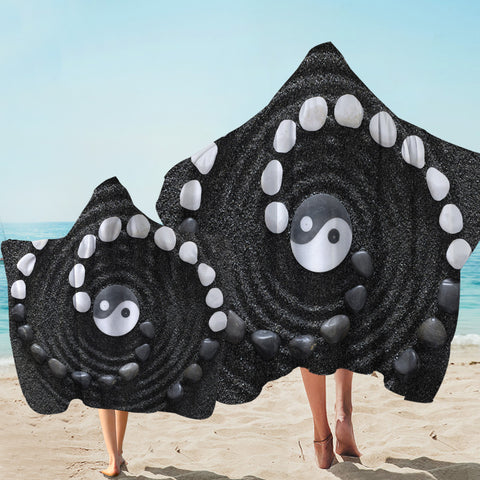 Image of Yin Yang Pebbles Hooded Towel