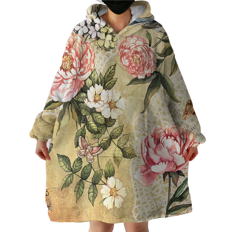 Image of Vintage Flowers SWLF2232 Hoodie Wearable Blanket