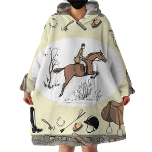 Horse Rider SWLF0672 Hoodie Wearable Blanket