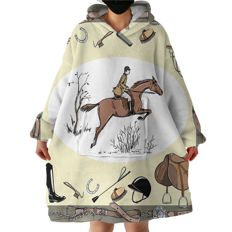 Image of Horse Rider SWLF0672 Hoodie Wearable Blanket