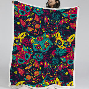 Monster Cats Sherpa Fleece Blanket - Beddingify