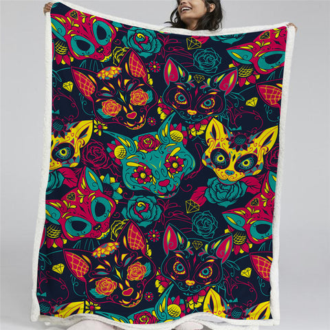 Image of Monster Cats Sherpa Fleece Blanket - Beddingify