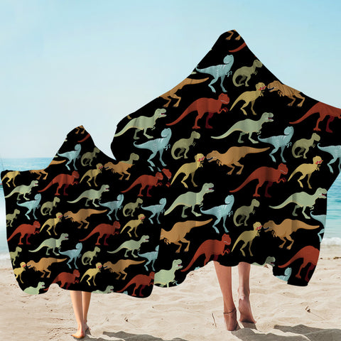 Image of T-Rex Shapes Black Hooded Towel