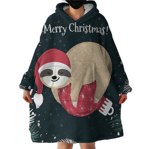 Santa Sloth SWLF2416 Hoodie Wearable Blanket