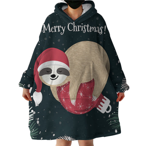 Image of Santa Sloth SWLF2416 Hoodie Wearable Blanket