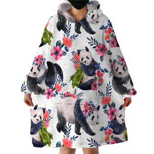 Floral Panda SWLF0059 Hoodie Wearable Blanket