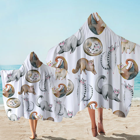 Image of Fat Cat Patterns White SW1556 Hooded Towel