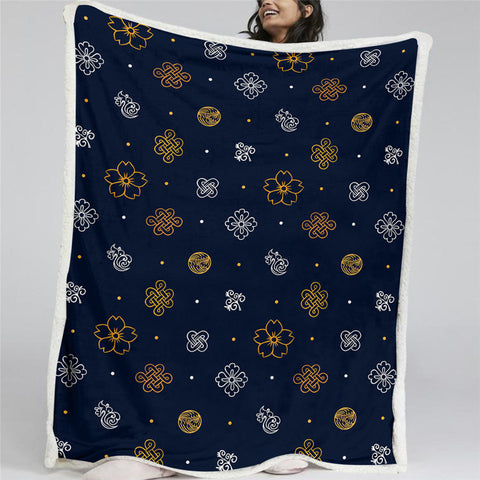 Image of Chinese Knot Sherpa Fleece Blanket