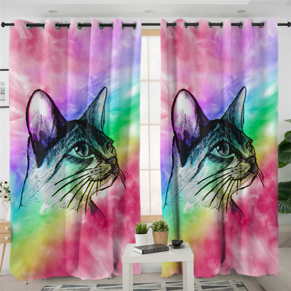 Smoky Rainbow Kitty 2 Panel Curtains