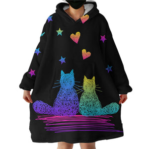 Cat Couple SWLF1746 Hoodie Wearable Blanket