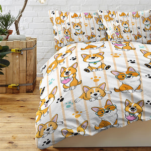 Cartooned Shiba Bedding Set - Beddingify