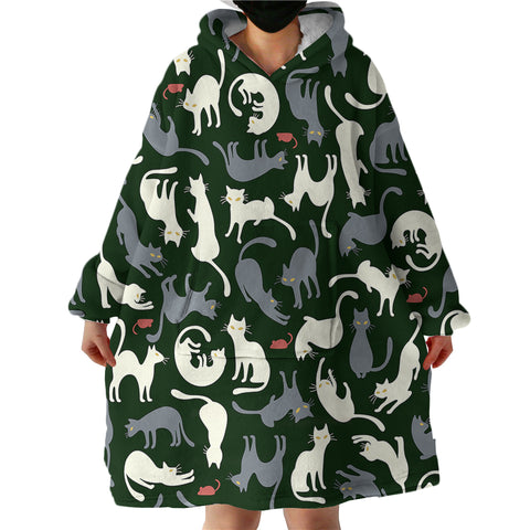 Image of Cat Patterns SWLF1657 Hoodie Wearable Blanket