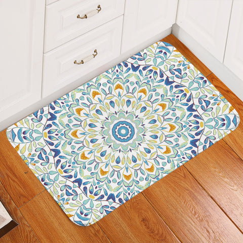 Image of Complex Tiles Design Blue Door Mat