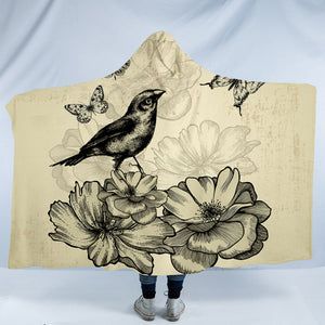 Zen Bird & Butterflies SW1155 Hooded Blanket