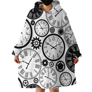 Clock Patterns SWLF1376 Hoodie Wearable Blanket