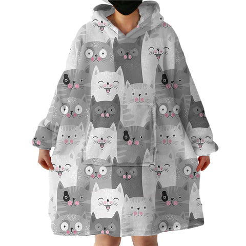 Image of Cartooned Cats SWLF1889 Hoodie Wearable Blanket