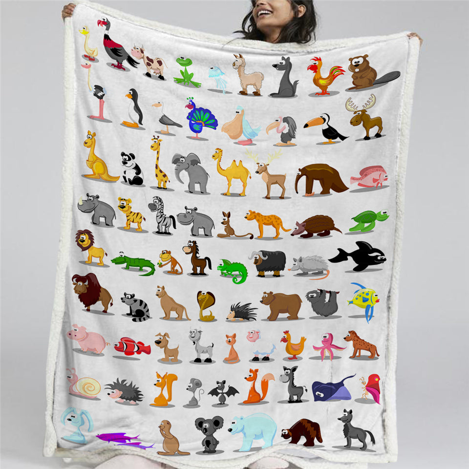 Kid Animal Sherpa Fleece Blanket - Beddingify