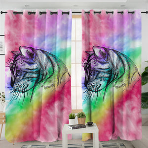 Smoky Rainbow Cat 2 Panel Curtains