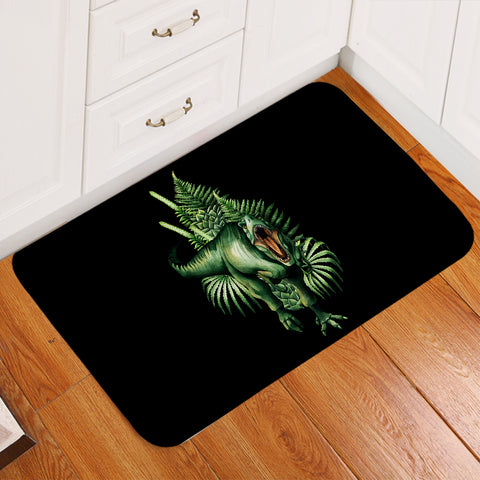 Image of T-Rex & Ferns Black Door Mat