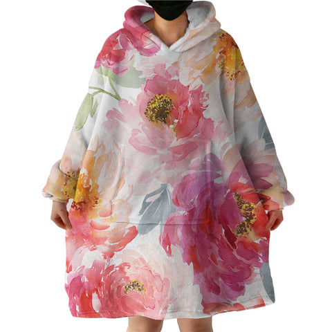 Image of Painted Flowers SWLF3022 Hoodie Wearable Blanket