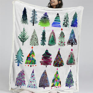 All Styles Of Christmas Trees Sherpa Fleece Blanket