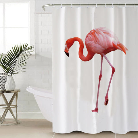 Image of Flamingo White SSR013148303 Shower Curtain