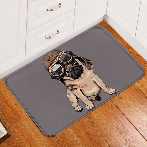 Image of Cartooned Pug Gray Door Mat