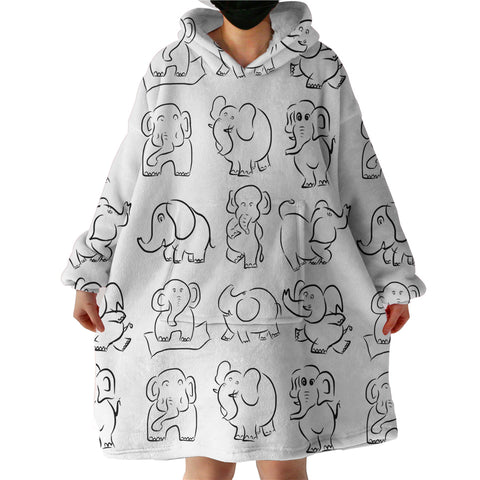 Image of Elephants SWLF2001 Hoodie Wearable Blanket