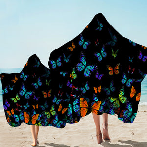 Bioluminescence Butterflies SW1554 Hooded Towel