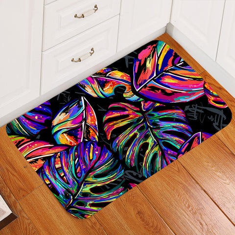 Image of Multicolored Palm Leaves Door Mat