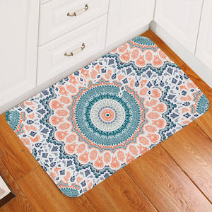 Orange Mandala Wheel Door Mat