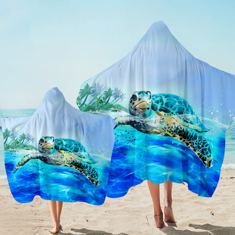 Image of Turtle Turquoise SWLS0875 Hooded Towel