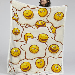 Funny Face Icons Sherpa Fleece Blanket - Beddingify