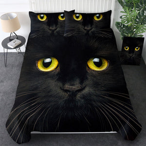 3D Black Cat Mugshot Bedding Set - Beddingify