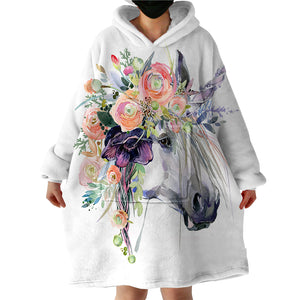 Floral Unicorn SWLF0662 Hoodie Wearable Blanket