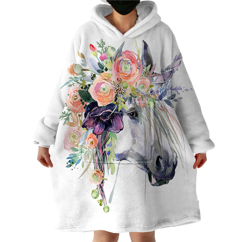 Image of Floral Unicorn SWLF0662 Hoodie Wearable Blanket